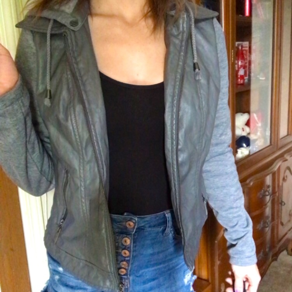 Medium J2 Faux Leather Hooded Jacket